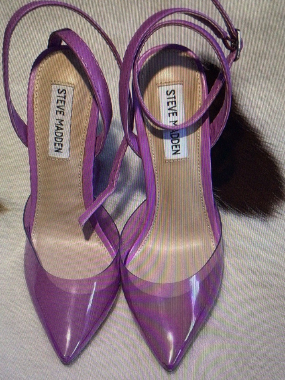 Steve Madden Violet Patent Pointed-Toe Ankle-Strap Heels